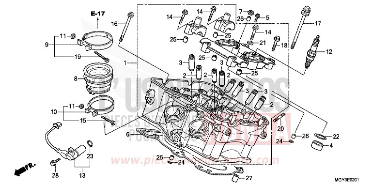 CULASSE (ARRIERE) de VFR800X "Crossrunner" PEARL FADELESS WHITE (NH341) 2013